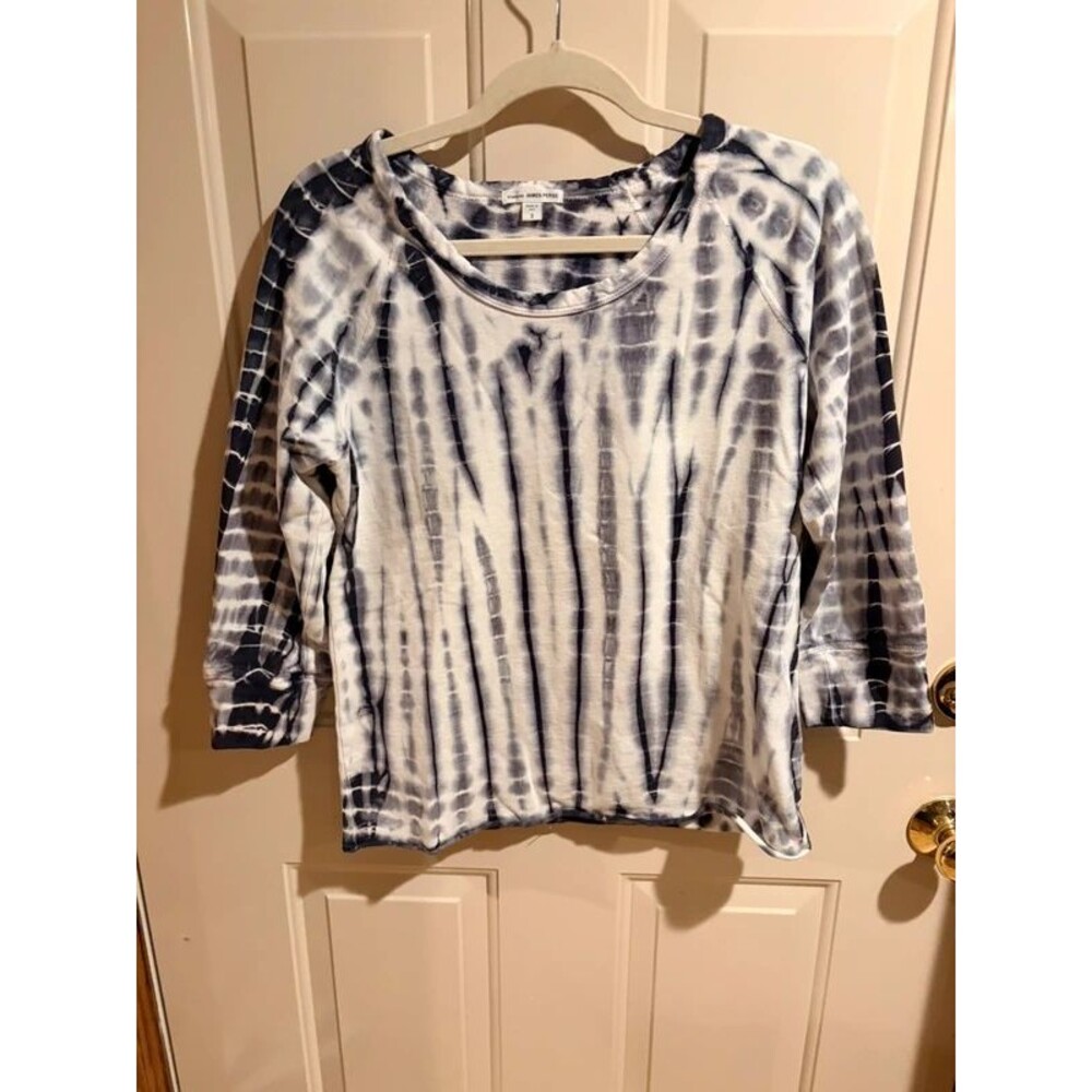 James Perse Tie Dye Sweatshirt Size 3 Blue White Made in USA